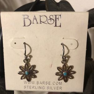Barse sterling silver daisy turquoise earrings